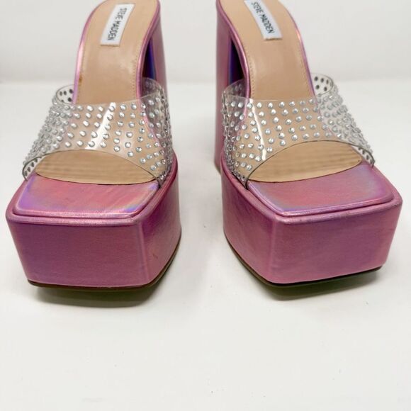 Steve Madden Ruby Pink Rhinestone Platform Crystal Pumps Size 10 - Picture 4 of 9